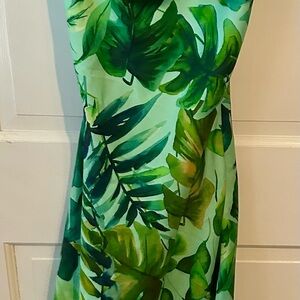 ZARA tropical print leaf midi slip dress sz XS